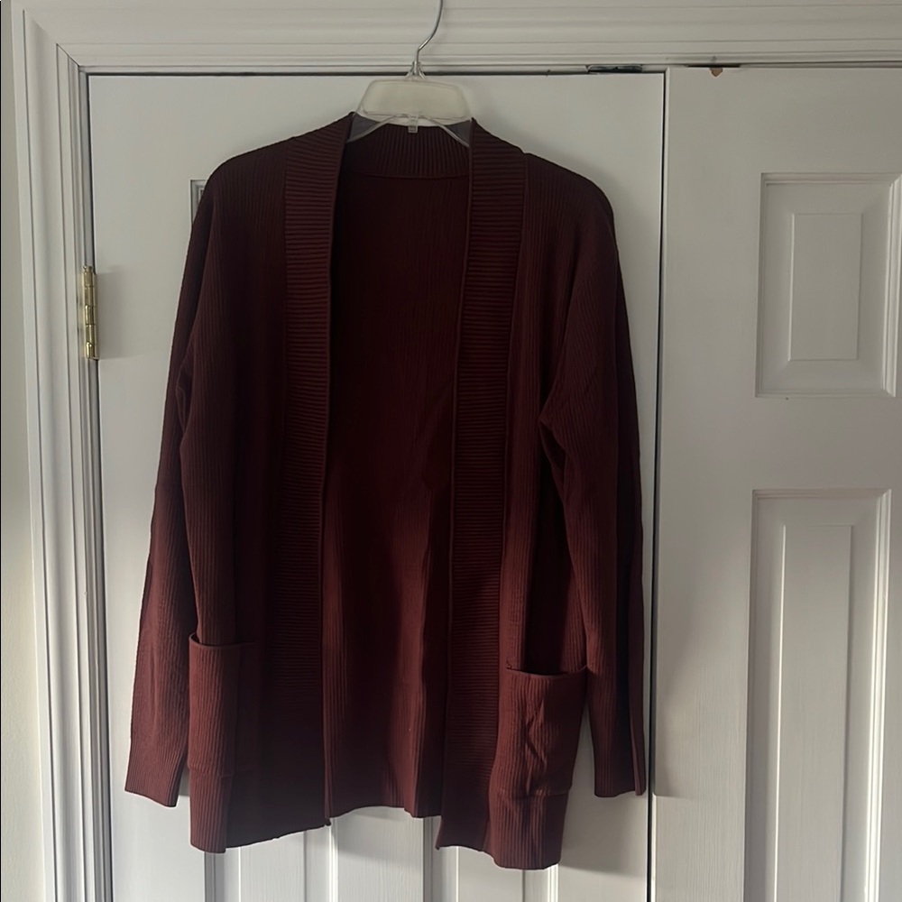 Women's Brown Open-Front Cardigan